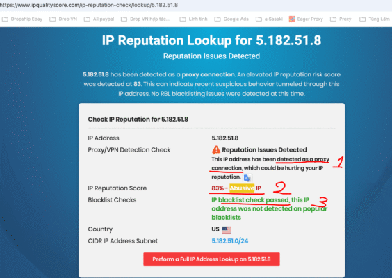 Kết quả test Proxy